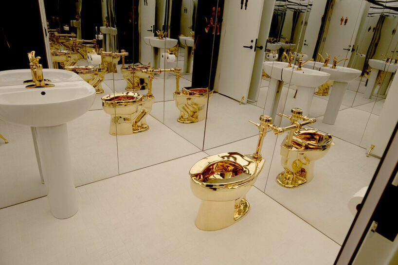 Sotheby’s immersive gallery featuring Maurizio Cattelan’s America, image © designboom