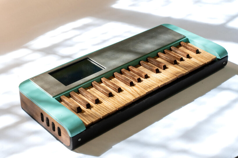 cardboard synthesizer wooden keys