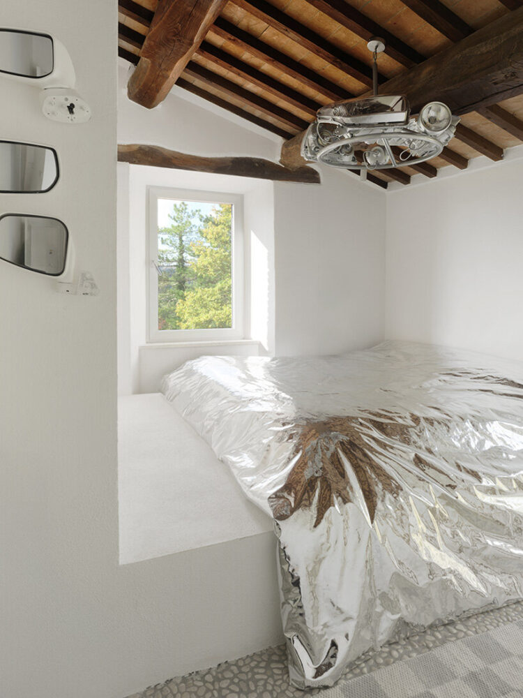 mylar-like fabrics adopt industrial textures in soft form | image by Jenia Filatova