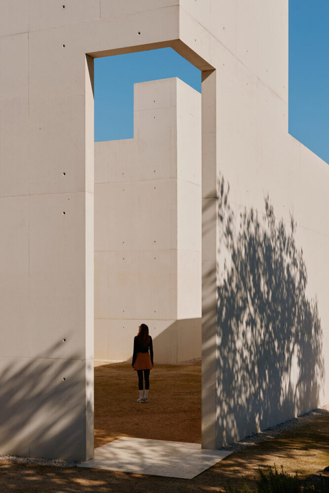 standing within the white-concrete walls of Álvaro Siza Vieira's extension at Leça do Balio