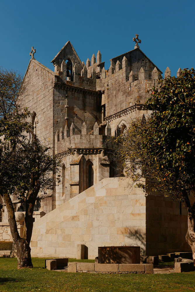 the exterior of the ancient Leça do Balio Monastery
