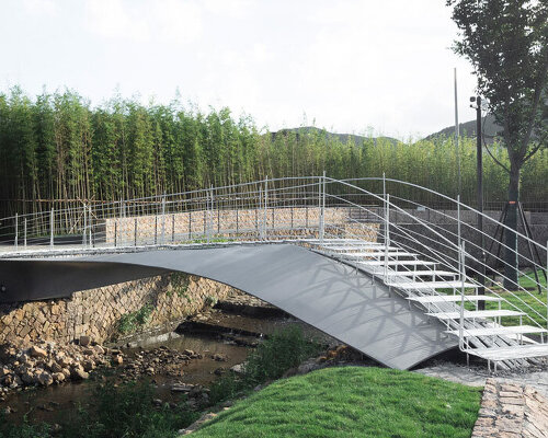 paper folding informs folio bridge’s steel span over water path in china