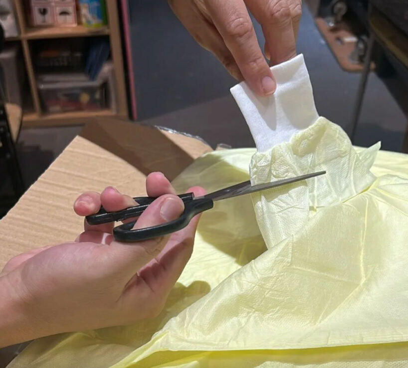 recycled yellow protective gowns from elderly homes