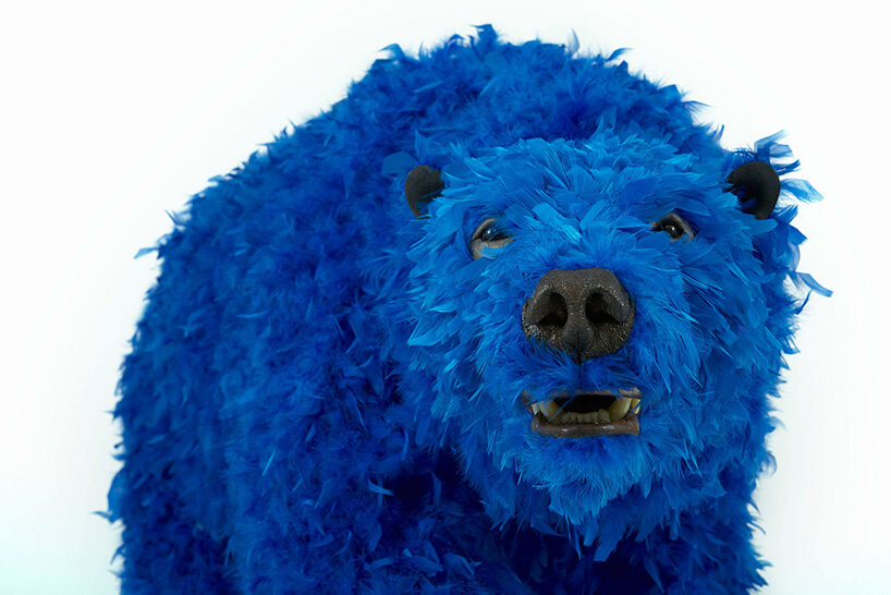 Paola Pivi, It’s not fair (2013), urethane foam, plastic, and feathers, 248 × 60 × 114 cm. Courtesy of the artist and Perrotin. © Paola Pivi. | image © Guillaume Ziccarelli.