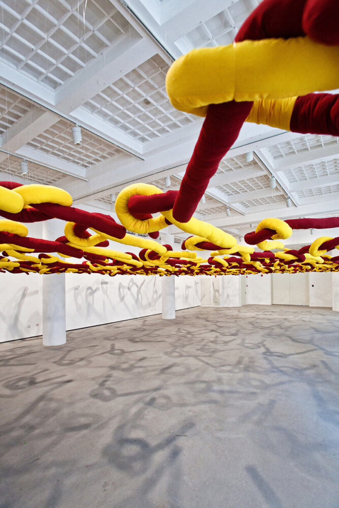 Paola Pivi Share, but it’s not fair 2012 cotton fabric and polyester filling variable dimensions Installation view, “Share, But It’s Not Fair” at Rockbund Art Museum, Shanghai, 2012 Courtesy the Artist and Perrotin © Paola Pivi | image by Thomas Fuesser