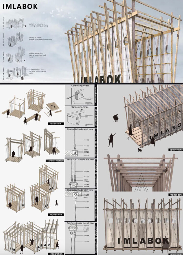 Seaside Mobile Library renders, drawings, construction details