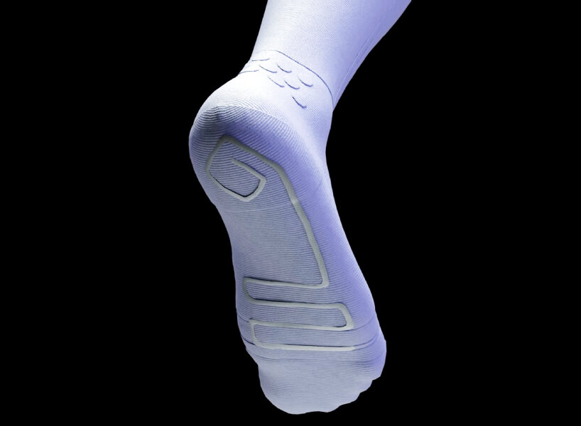 bottom view of the socks with the electrodes