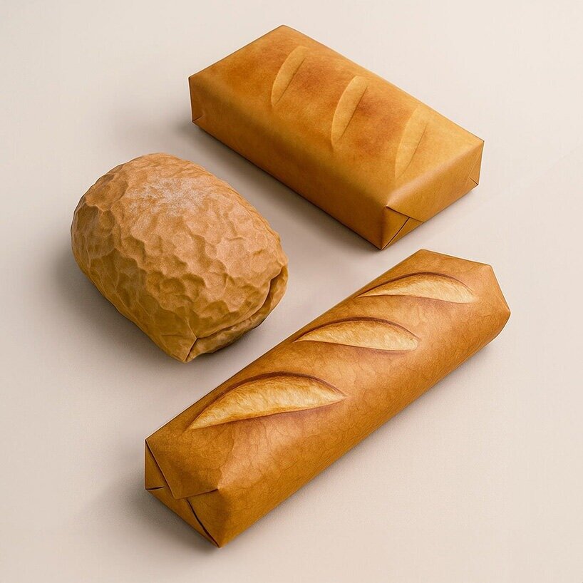 wrapping paper that looks like fresh buns | image courtesy of Tsujio Ippei