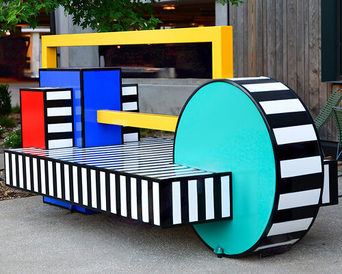 camille walala scatters sculptural benches animated by color and pattern in arkansas