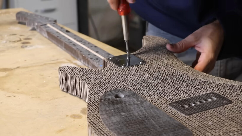 electric guitar recycled cardboard