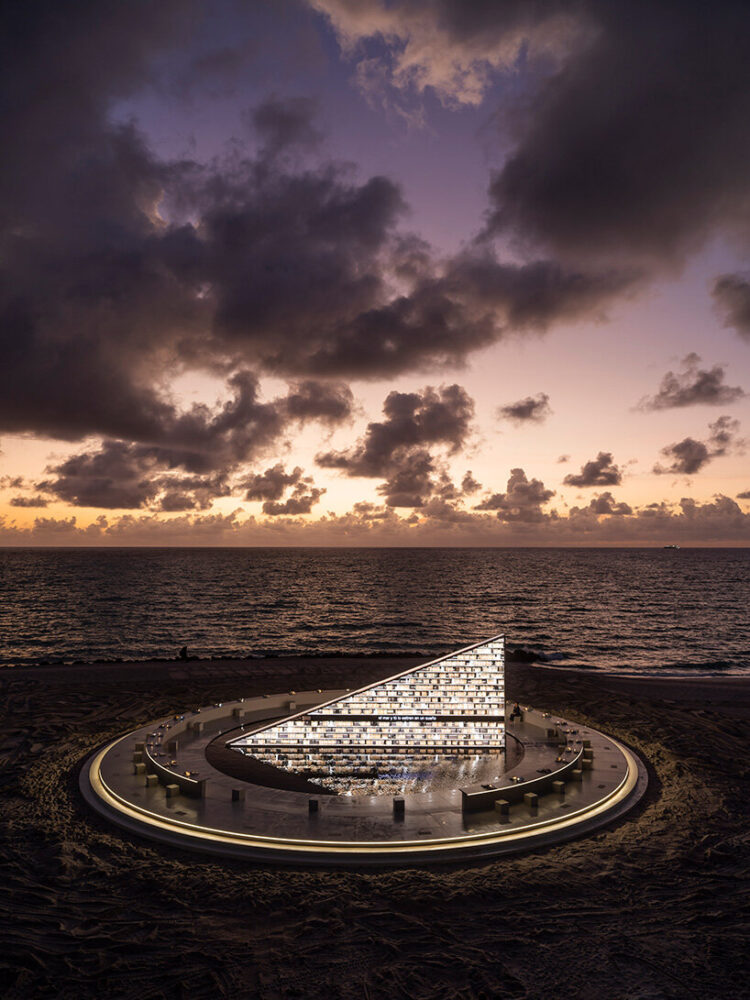 Library of Us continues Devlin’s ongoing investigation into libraries as kinetic sculptures | image by Oriol Tarridas