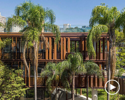 corten steel brise-soleils shield low-rise office building by perkins&amp;will in são paulo