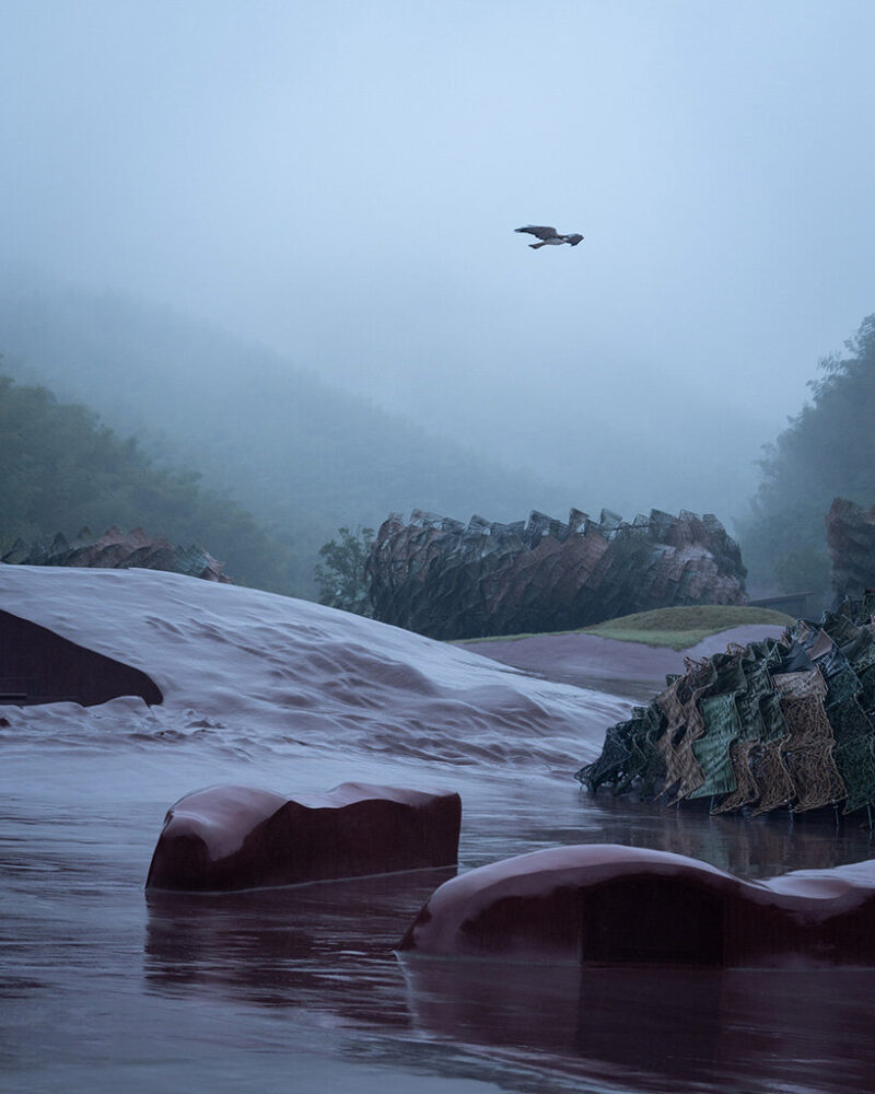 birds travel from their aviaries to 'zero-level' boxes above the auditorium