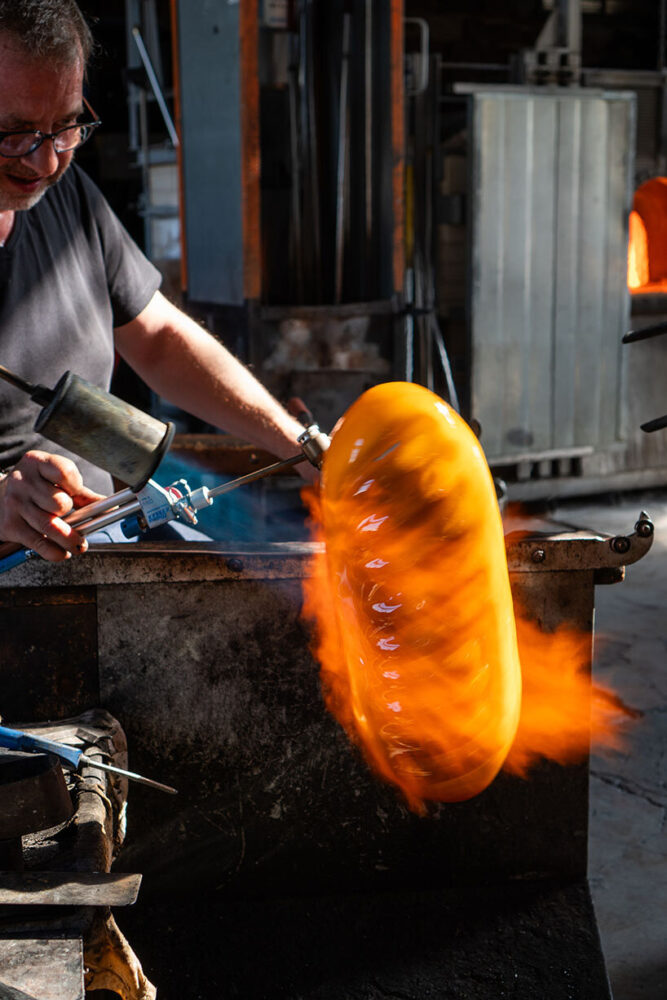puffed glass bread in the workshops of the International Glass Art Center of Meisenthal (France)