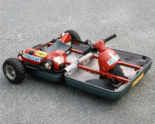 rediscover the mazda suitcase car, a portable three-wheeled vehicle that fits in the luggage
