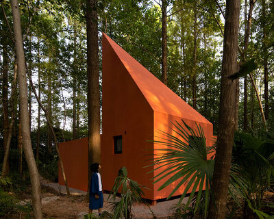 wiki world plants red timber cabin standing on stilts within chinese woodland