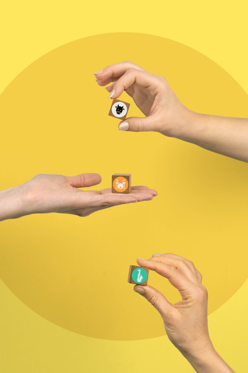 the images on the cube indicate the kind of sound to be played