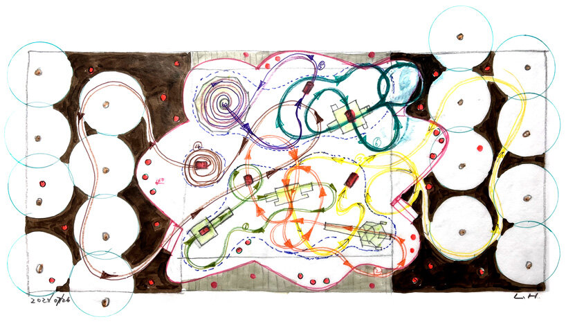 hand drawn plan of the installation | image © Drawing Architecture Studio 