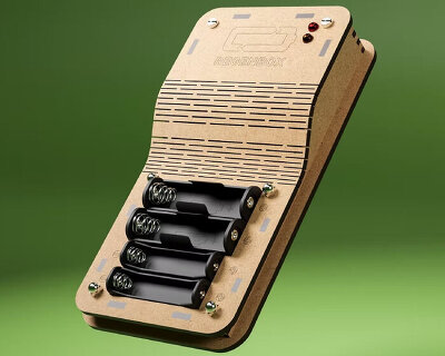 box made of wood recharges disposable batteries even with power bank