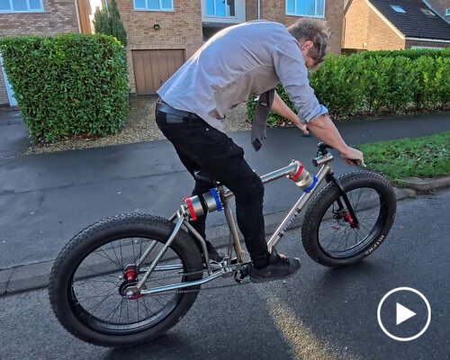 recycled bike can bounce up and down using opposing magnets instead of springs