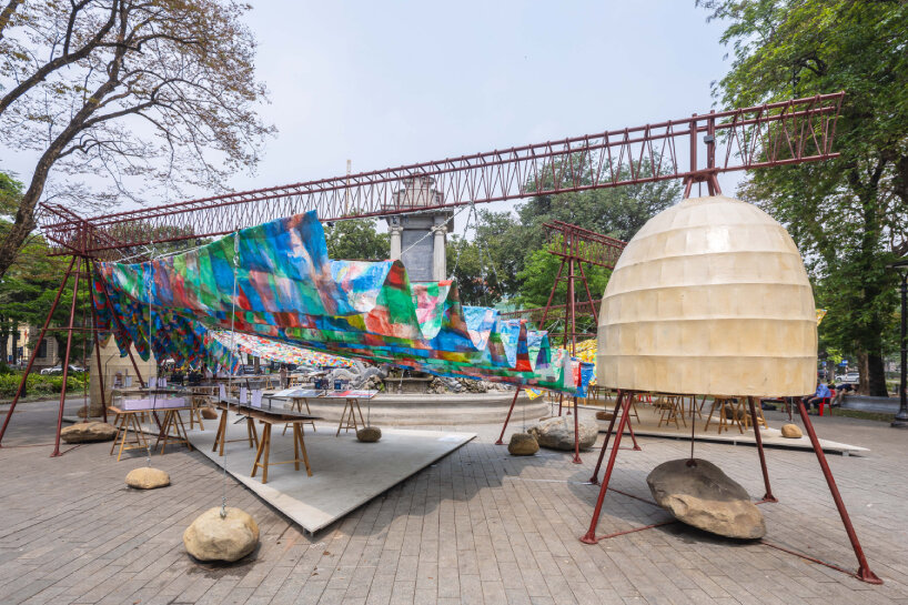 view of the roof and the paper dome