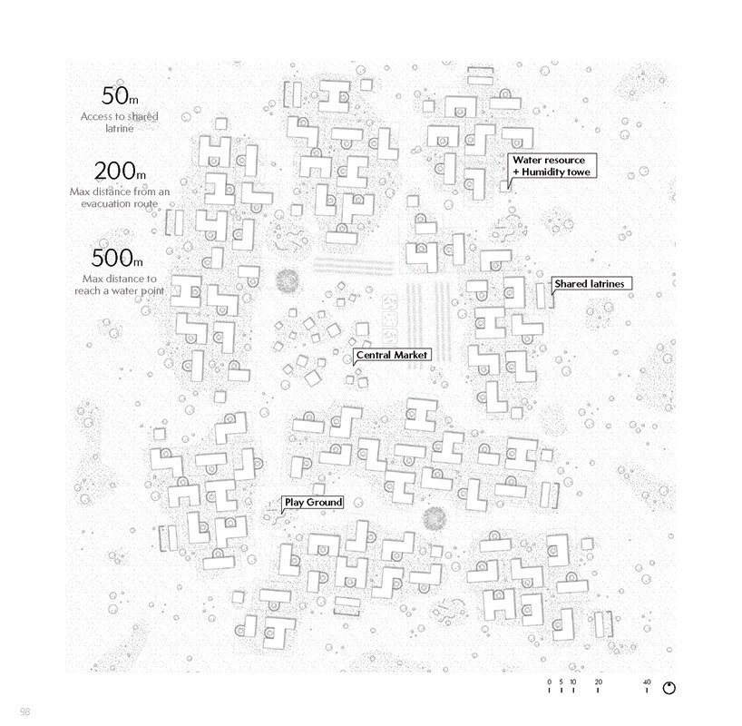 the cluster is shaped by a variety of block types that create an authentic spatial quality