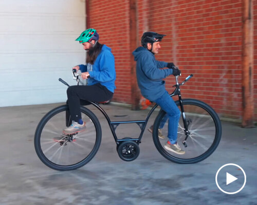 tandem penny-farthing bike lets two riders pedal it at the same time