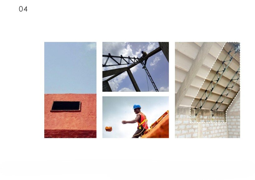 concrete frame, galvanised steel trusses and timber battens