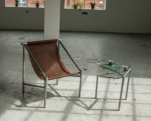 designer cara campos recycles worn bicycle frames to craft minimalist furniture