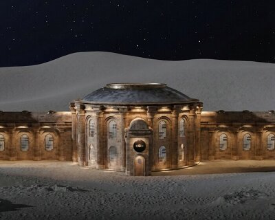 first hotel on the moon plans to use inflatable and stone-like buildings mixed with local soil
