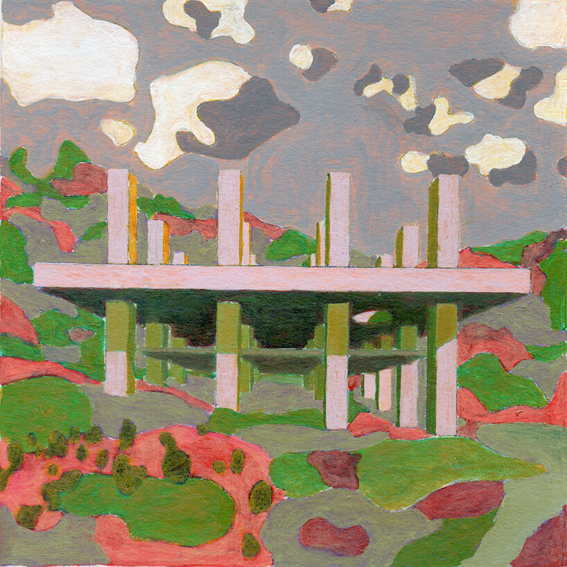 acrylic drawing of the structure