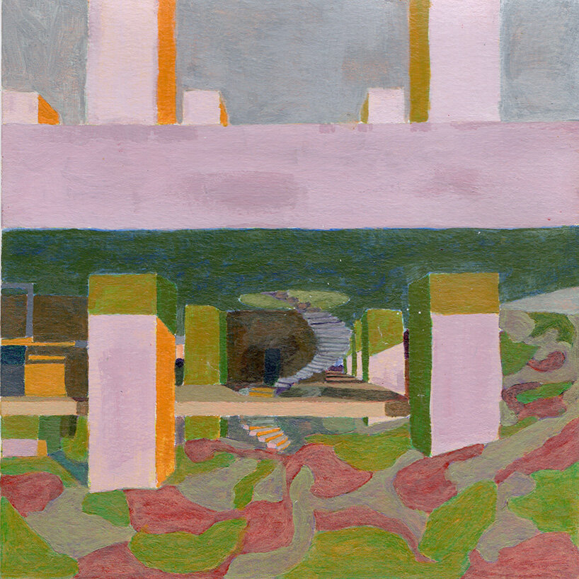 acrylic drawing of the structure