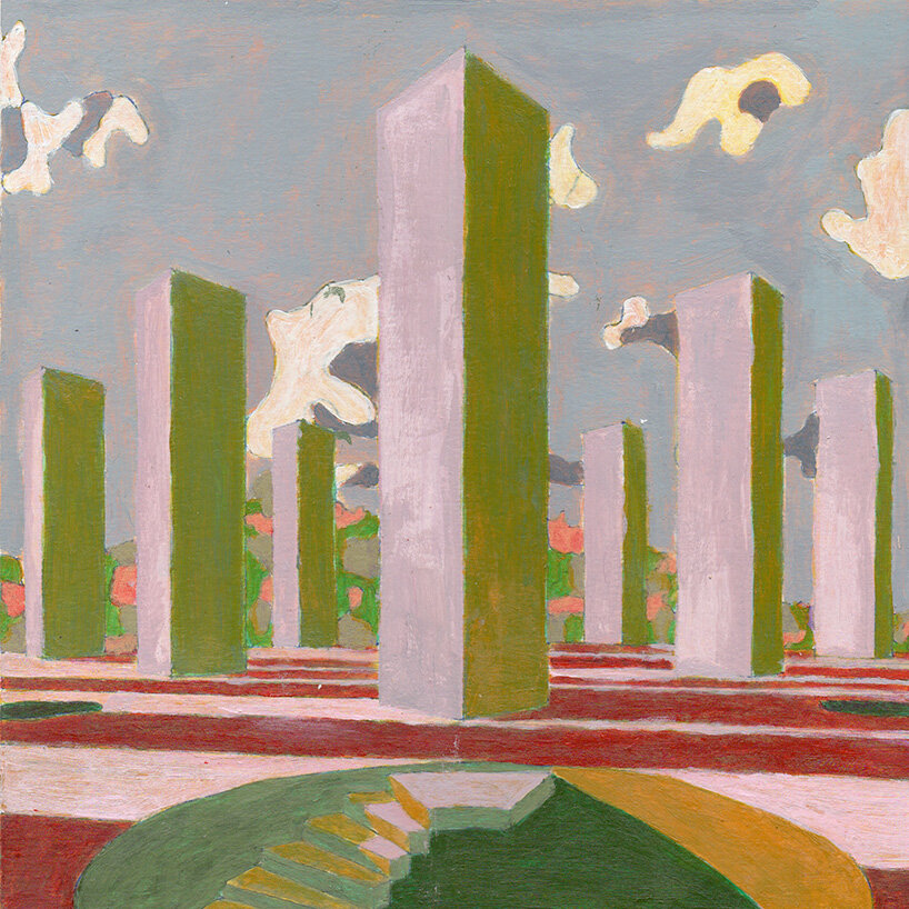 acrylic drawing of the structure