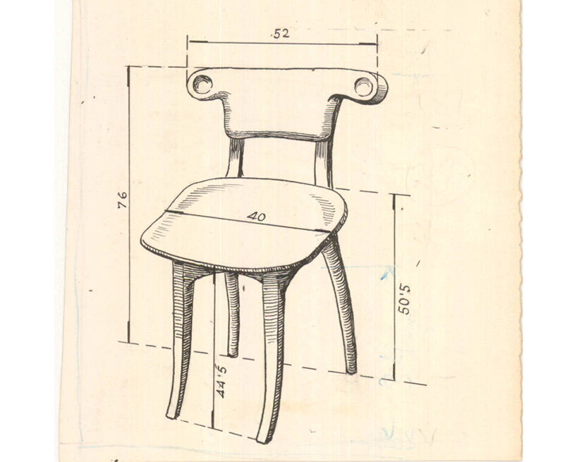 Antoni Gaudí, Calvet Chair, original drawing, archival image courtesy BD Barcelona