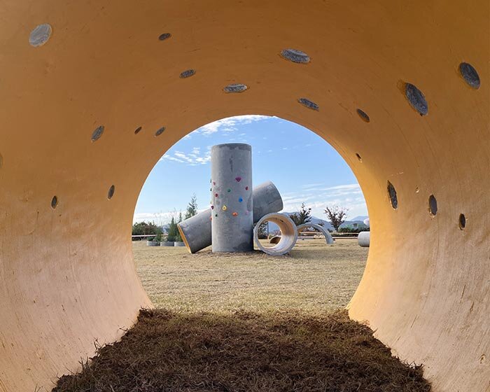discarded construction pipes transform into colorful playground in south korea