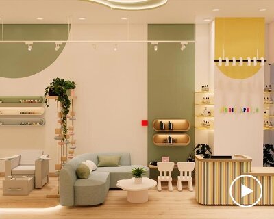 terrazzo patterns and vibrant hues animate children’s hair salon in dubai