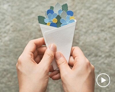 layered floral stickers transform paper into 3D modular bouquet letter set