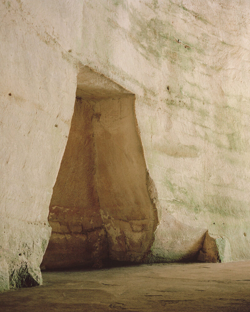 timber structure supporting the lava stone surface of the temporary shelter