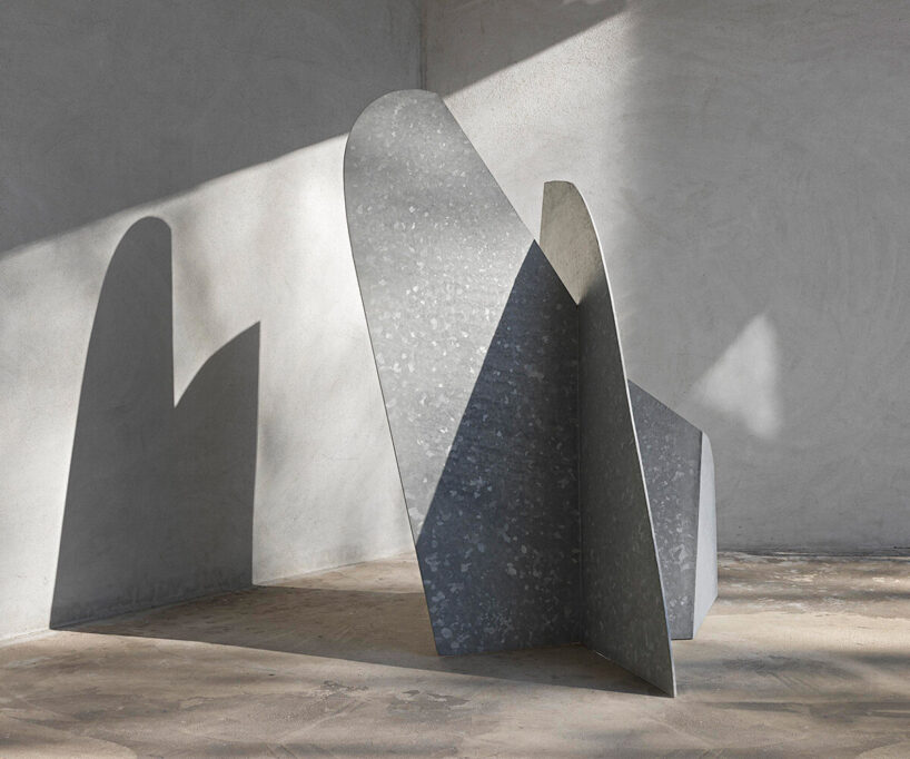 Isamu Noguchi, Mountains Forming, 1982-1983. fabricated by Peter Carlson Enterprises, collaboration with Gemini G.E.L. hot-dipped galvanized steel. 60 3/4 x 47 x 46 in. (154.3 x 119.4 x 116.8 cm). The Isamu Noguchi Foundation and Garden Museum, New York