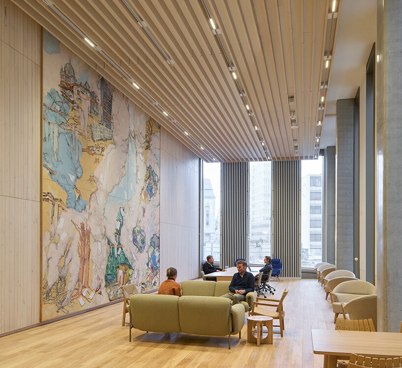 a large-scale mural animates the collaboration district