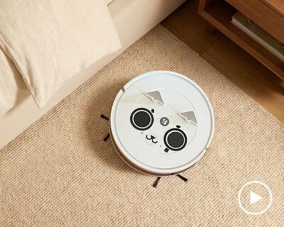 folding ears and face decorations turn robotic vacuum cleaners into small pet helpers