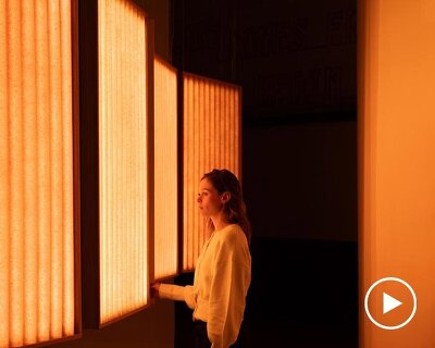 reclaimed corrugated fiberglass panels reform as luminous sculpture by heilig objects