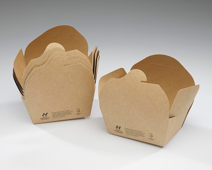 Notpla Food Box K1 [750ml], stack of five, designed and manufactured by Notpla | image © Victoria & Albert Museum, London