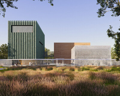 OPEN's 'shede culture museum' is shaped from rammed-earth, glass and bronze