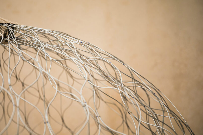 Weaving a Home, 2020, pre-stressed radial frames are linked circumferentially with the patterned geometrical membrane to form a stable and durable double membrane enclosure, image © Tanya Marar