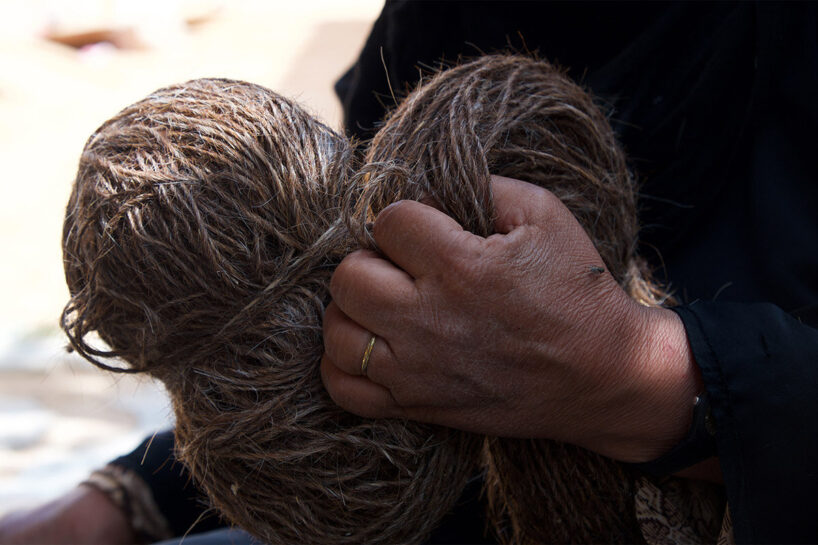 Meeting Points, 2019, women processing goat hair into yarn, image © Abeer Seikaly