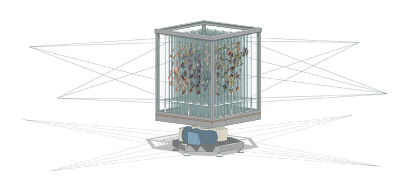 3D model of the installation, with four viewpoints where the images align perfectly