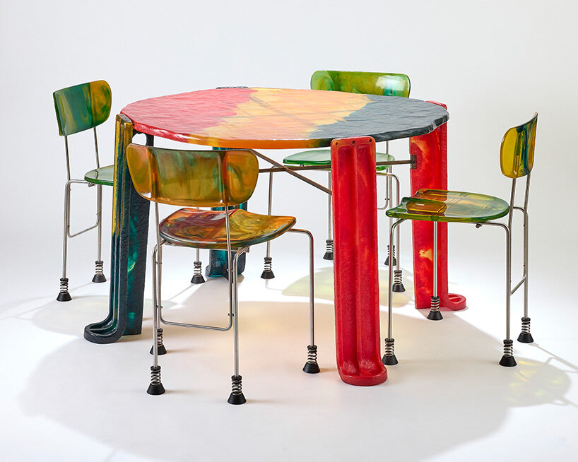 Gaetano Pesce, Waffle table with Broadway chairs, 1994, from TBWA\CHIAT\DAY headquarters, New York, image © Alexis Narodetzky