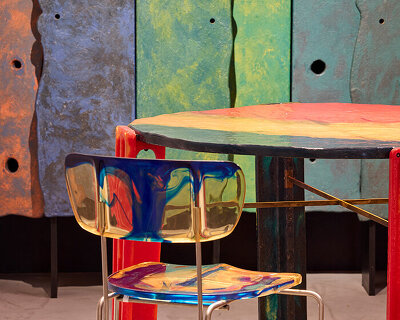 gaetano pesce’s radical vision for colorful offices on view at pulp galerie in paris