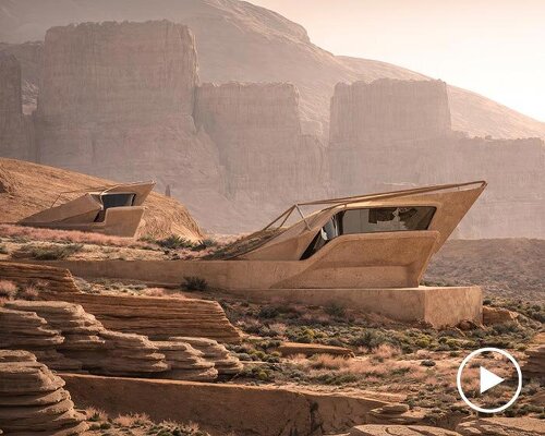 rammed-earth prisms carve an observatory house into the utah desert